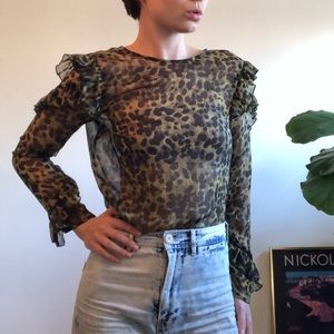 H&M Leopard Ruffle Top